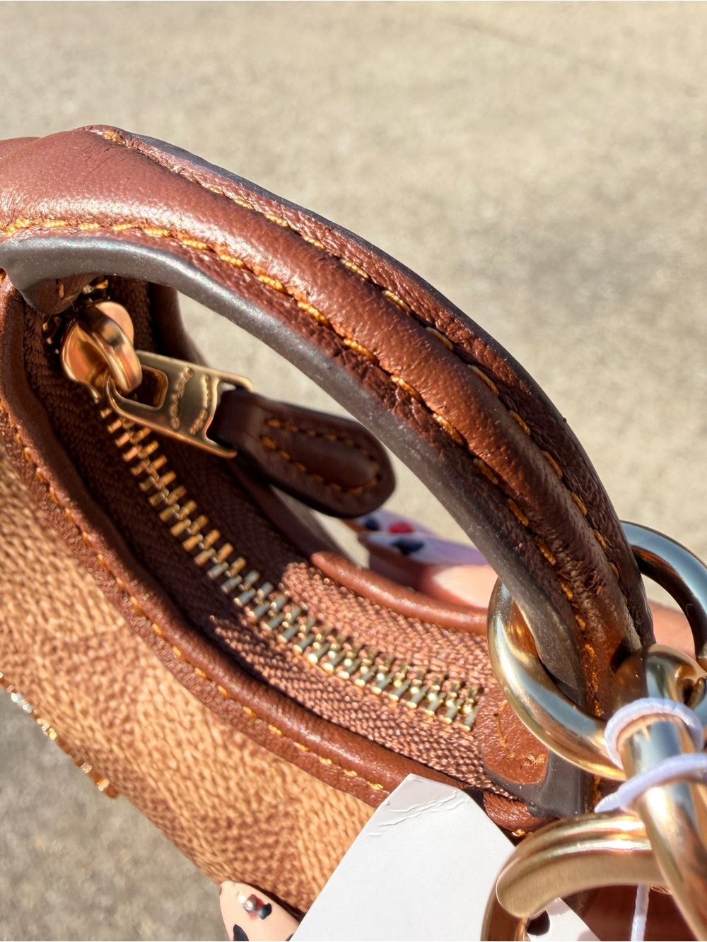 Coach Mini Bag Charm Keychain Signature Canvas Brown NWT Rare - Picture 7 of 8